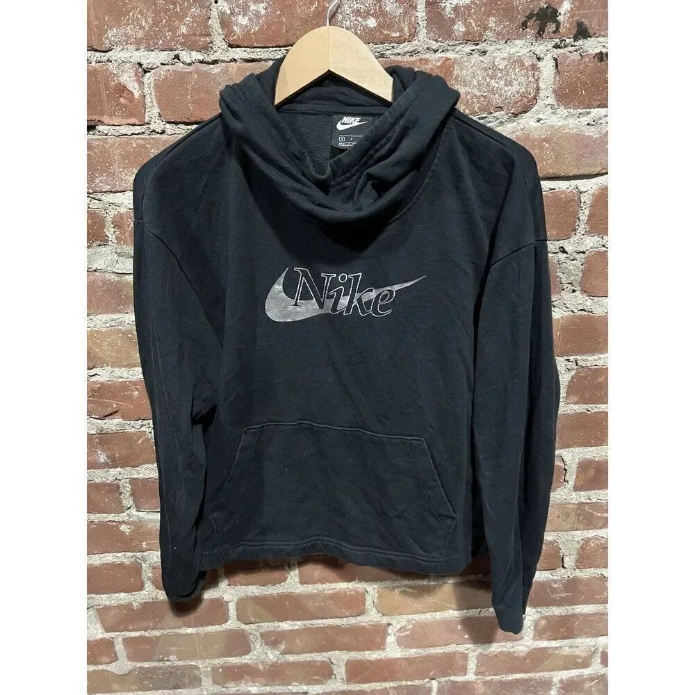 Womens Nike Funnel Neck Hoodie Black Small